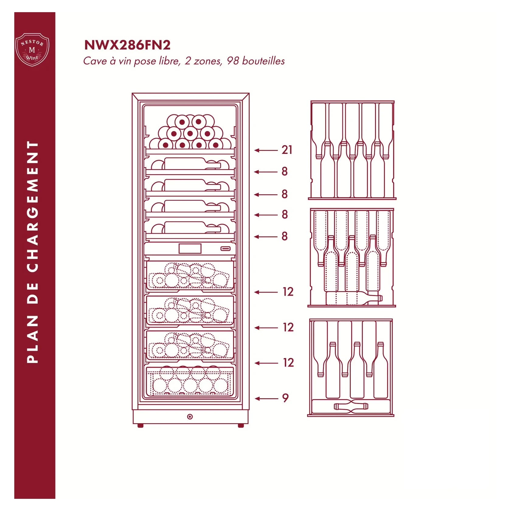 Vinoteca 98 botellas Nestor M Wine NWX286FN2