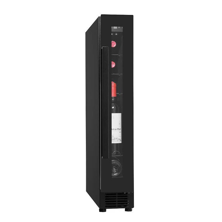 Cavin Arctic Collection 15S Fullglass Black, vinoteca estrecha con iluminación LED blanca.