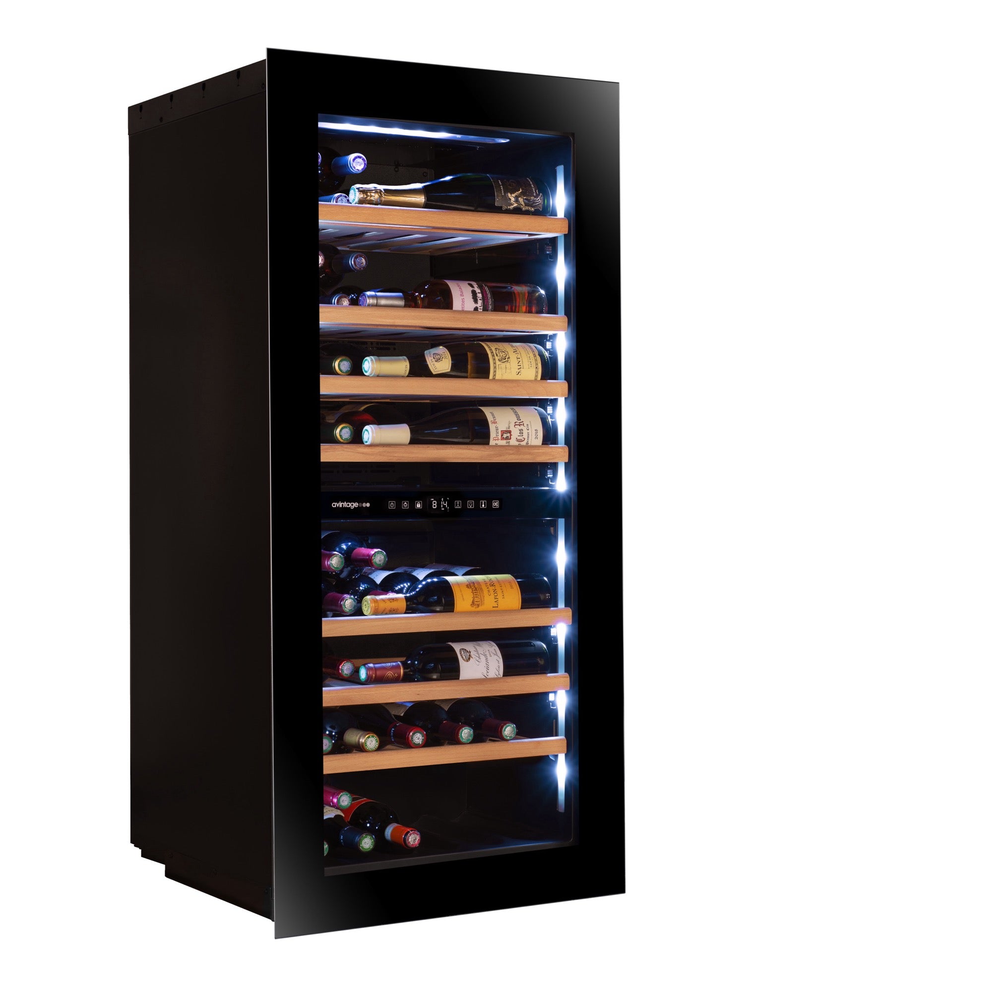 Imagen de la Vinoteca encastrable en columna 68 botellas Avintage AVI122PLATINUM doble zona.