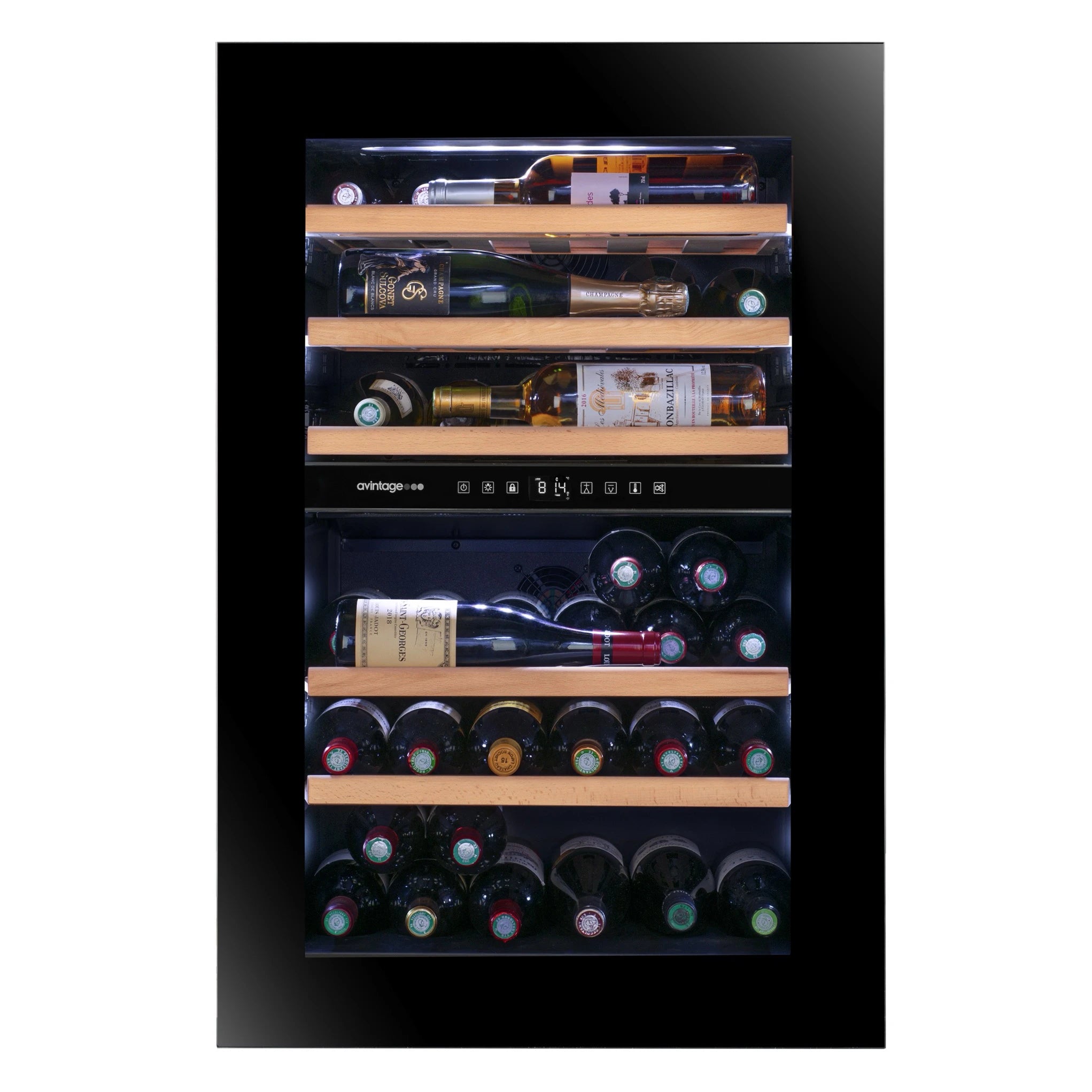 Fotografía de la Vinoteca 44 botellas Avintage AVI88PLATINUM doble zona.