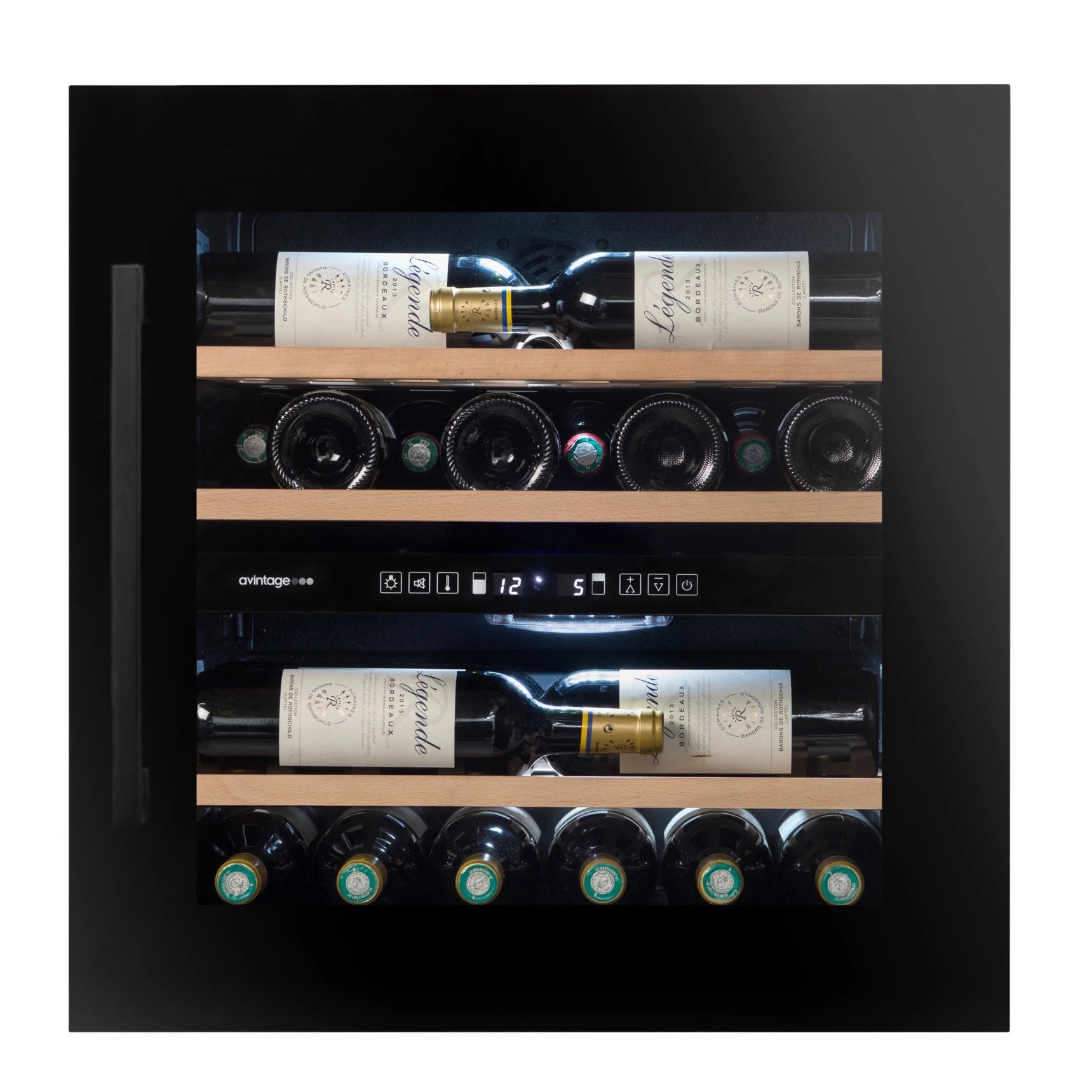 Fotografía de la Vinoteca encastrable en columna 28 botellas Avintage AVI60F2FV doble zona.