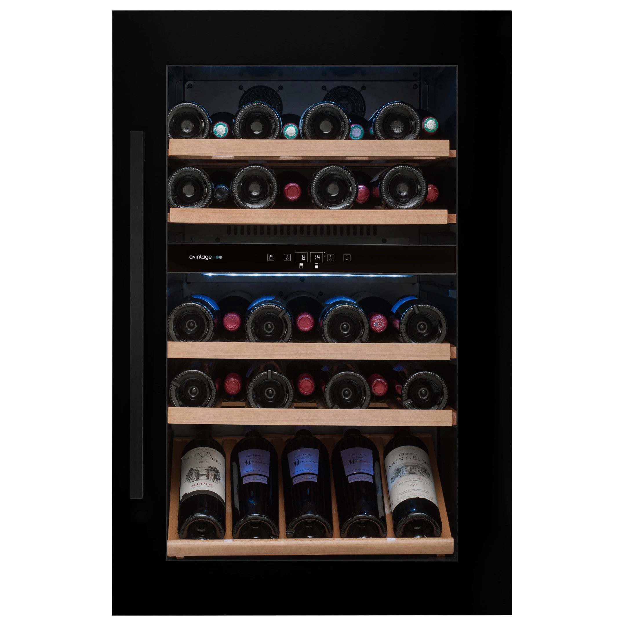 Fotografía de la Vinoteca encastrable en columna 51 botellas Avintage AVI88G2 doble zona.