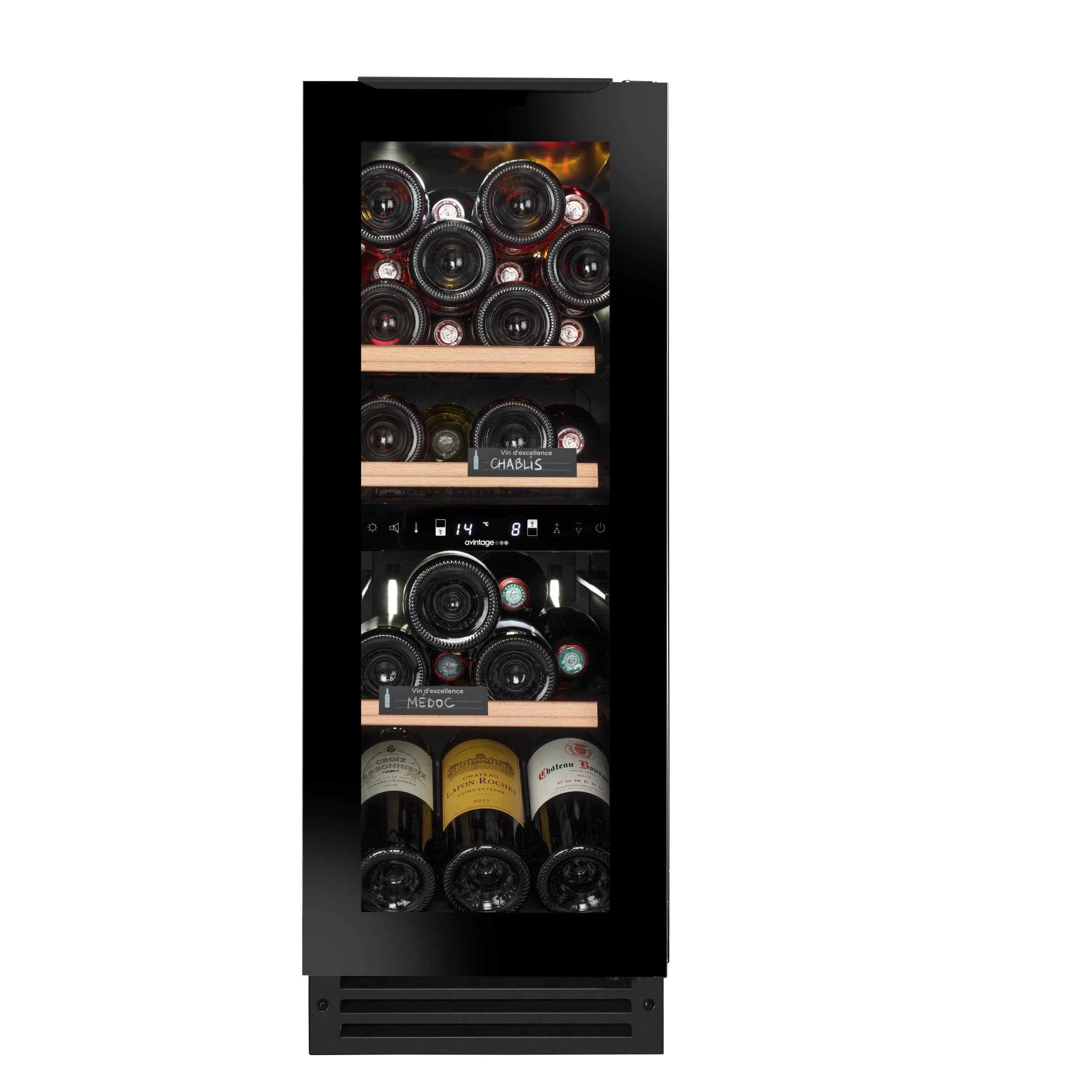 Fotografía de la Vinoteca encastrable 22 botellas Avintage AVU27D82 doble zona.
