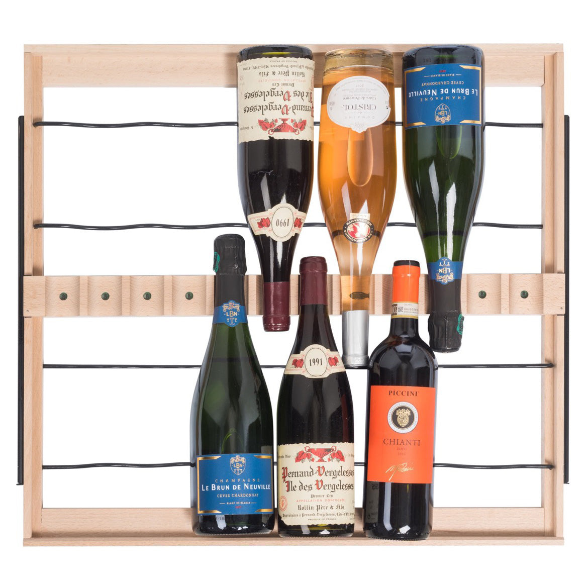 Vista de la Vinoteca multizona 185 botellas La Sommelière ECELLAR185 cargada de botellas de vino tinto y blanco