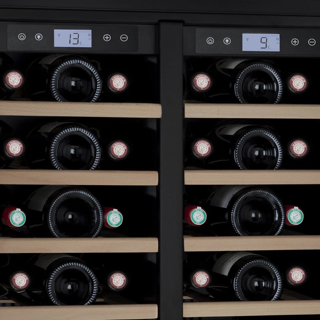 Vinoteca doble zona 42 botellas CAVCEDB42 detalle de panel de control de temperaturas