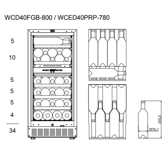 Wine Cooler 34 bottles mQuvée WineCave 780 40D Anthracite Black dual-zone