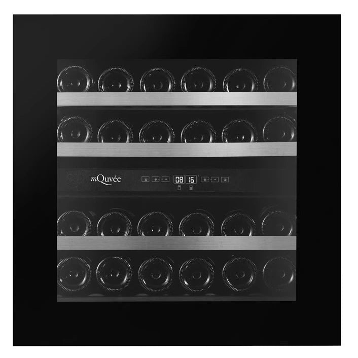 Wine Cooler 25 bottles mQuvée WineKeeper 25D Push/Pull FullGlass Black Dual-zone
