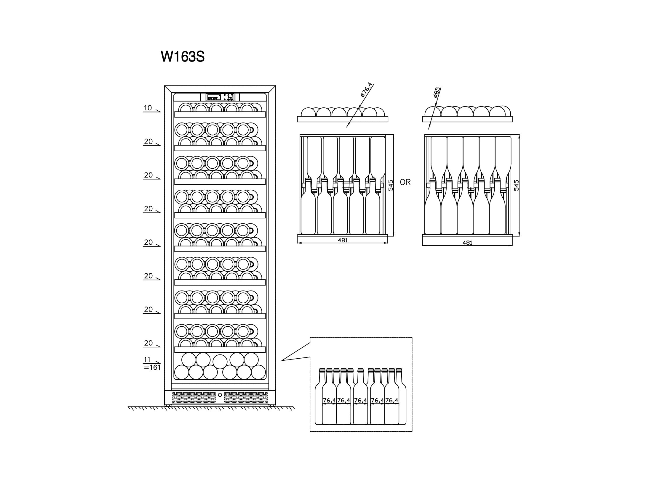Vinoteca & Refrigerador de bebidas CELLA WBV163S Black