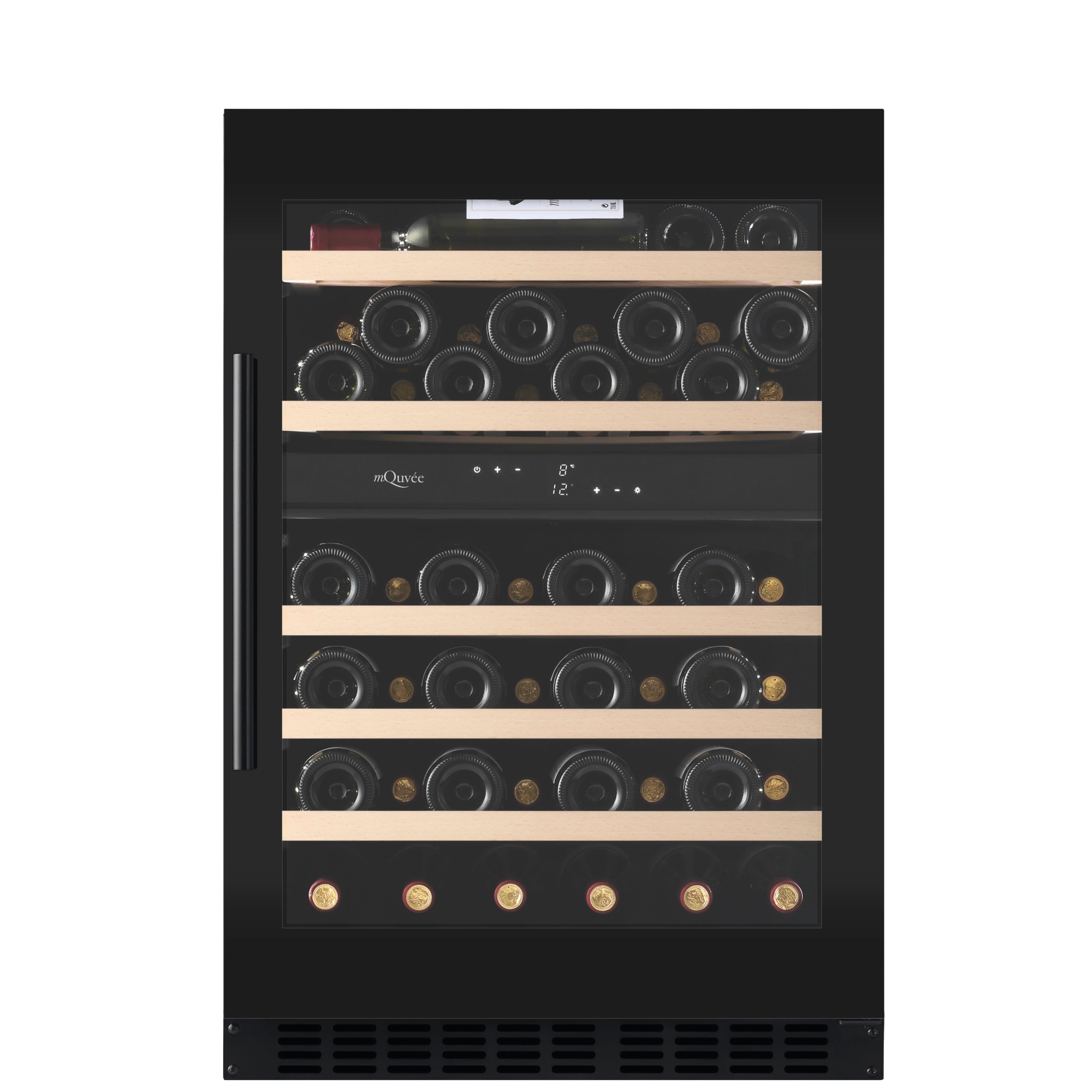 Vinoteca 53 botellas mQuvée WineCave 800 60D Fullglass puerta cerrada con botellas de vino